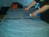 Waxing the seams of the slate